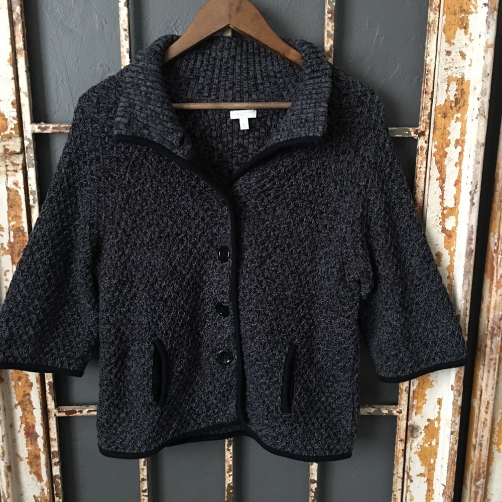 Talbots Petites Gray Black Crop Jacket Size MP